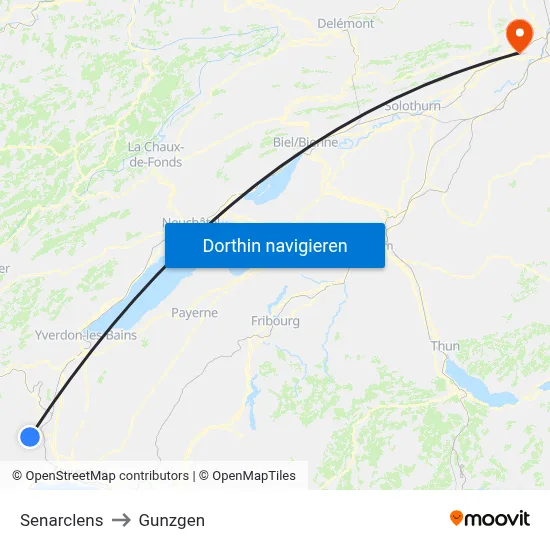Senarclens to Gunzgen map