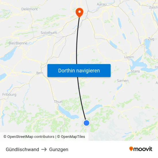 Gündlischwand to Gunzgen map