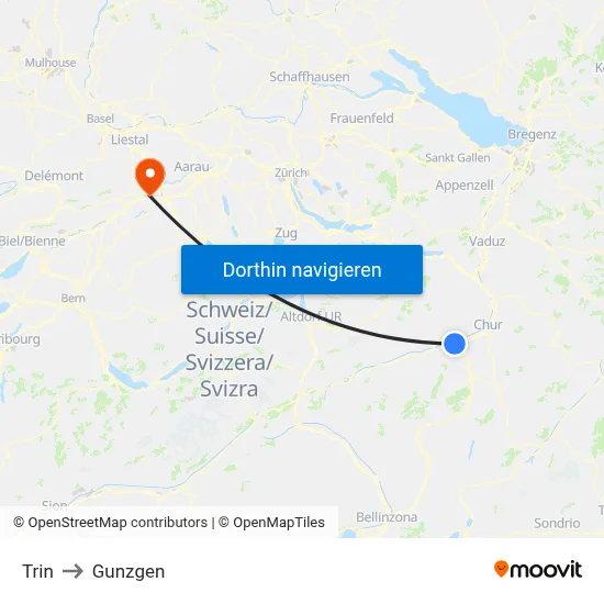 Trin to Gunzgen map