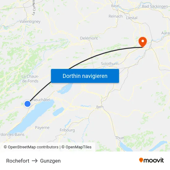 Rochefort to Gunzgen map