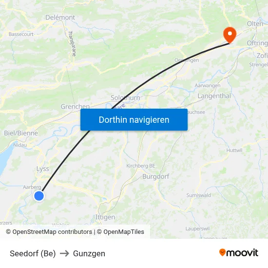 Seedorf (Be) to Gunzgen map