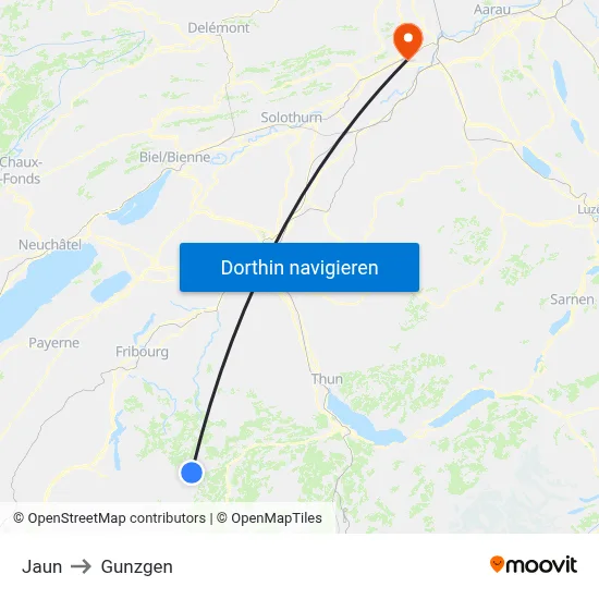 Jaun to Gunzgen map