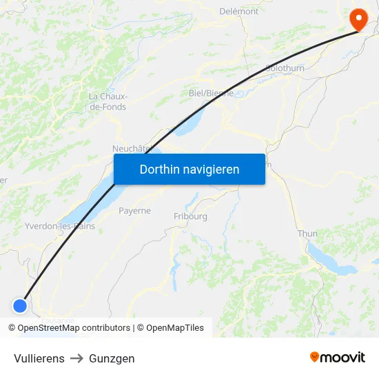 Vullierens to Gunzgen map