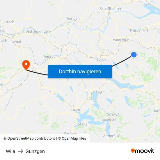 Wila to Gunzgen map