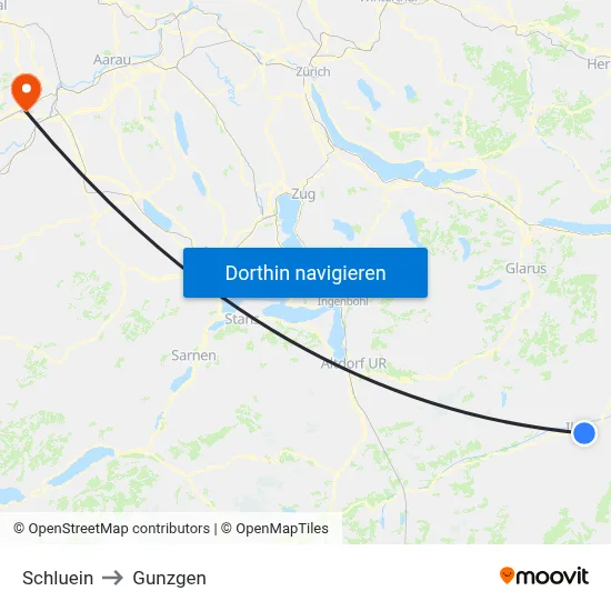 Schluein to Gunzgen map