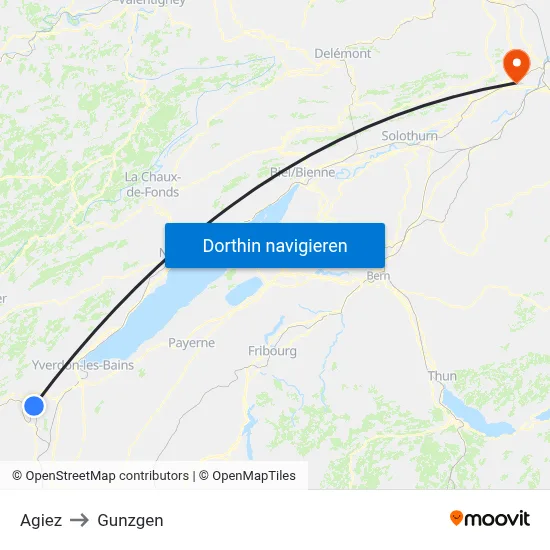 Agiez to Gunzgen map