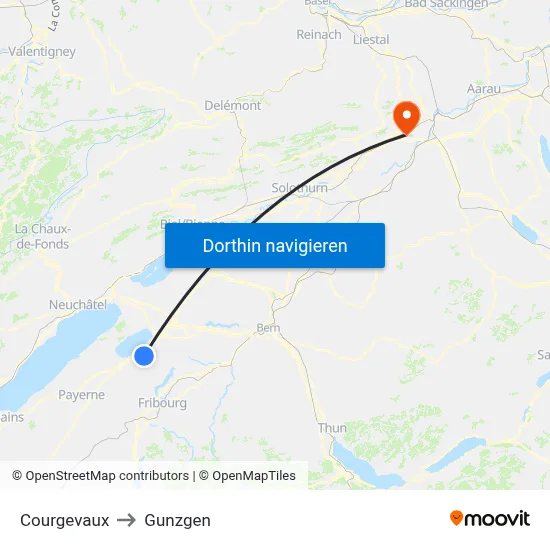 Courgevaux to Gunzgen map