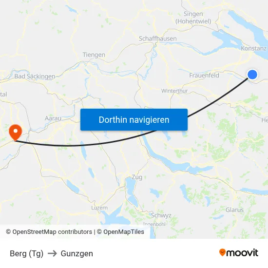 Berg (Tg) to Gunzgen map