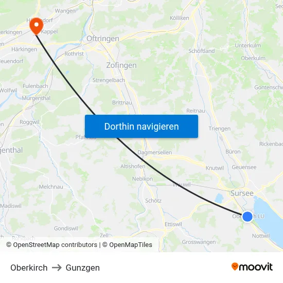 Oberkirch to Gunzgen map