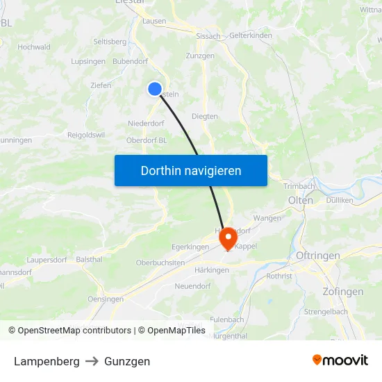 Lampenberg to Gunzgen map