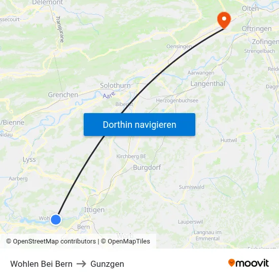Wohlen Bei Bern to Gunzgen map