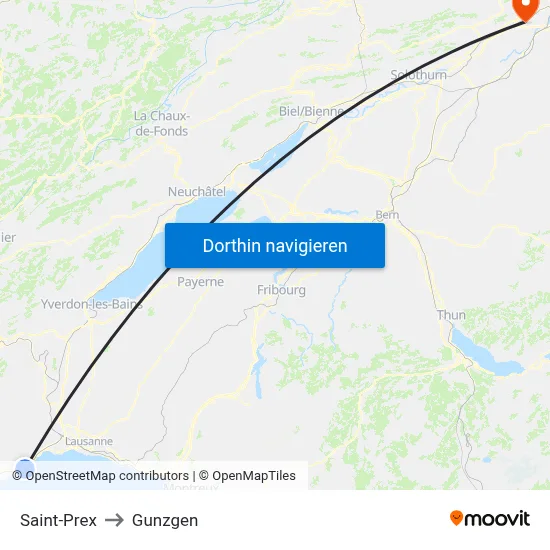Saint-Prex to Gunzgen map