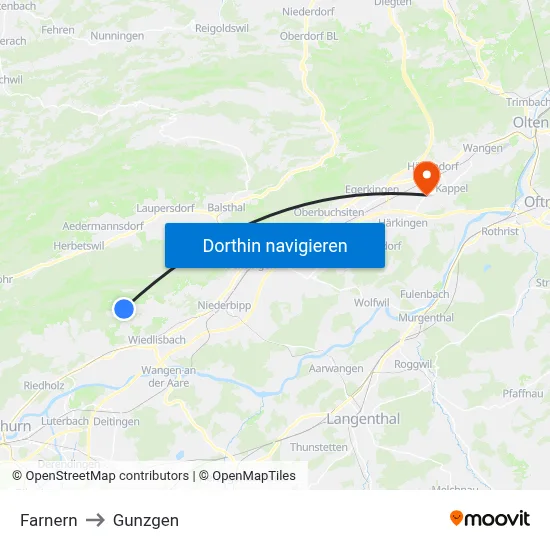 Farnern to Gunzgen map