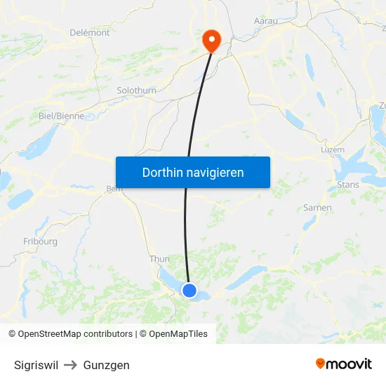 Sigriswil to Gunzgen map