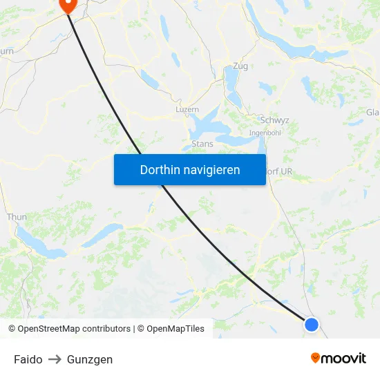 Faido to Gunzgen map