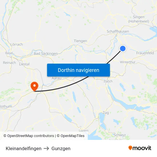 Kleinandelfingen to Gunzgen map