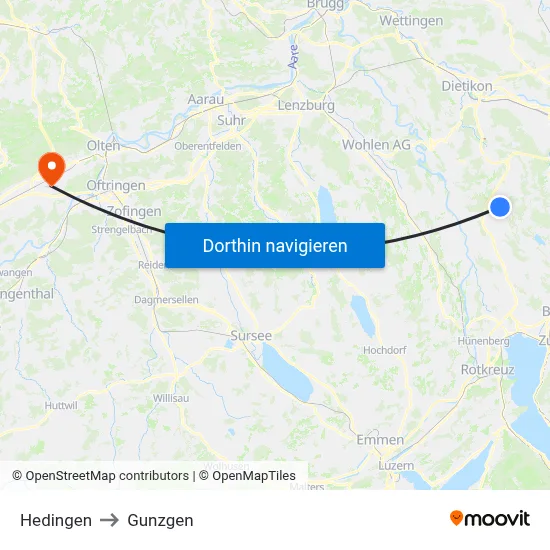 Hedingen to Gunzgen map