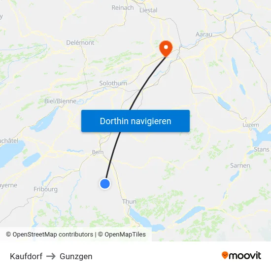 Kaufdorf to Gunzgen map