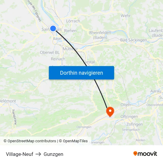 Village-Neuf to Gunzgen map