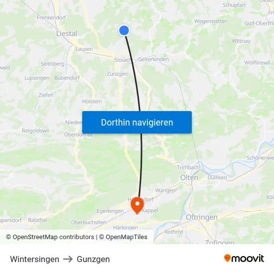 Wintersingen to Gunzgen map