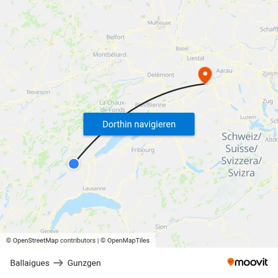 Ballaigues to Gunzgen map