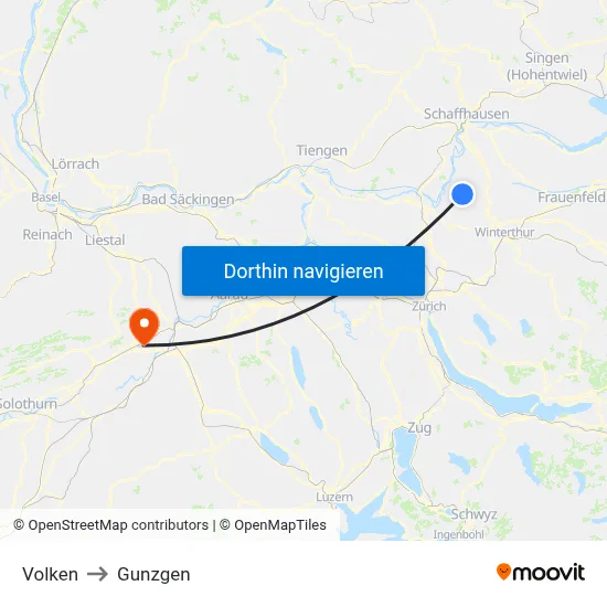 Volken to Gunzgen map