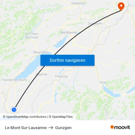 Le Mont-Sur-Lausanne to Gunzgen map