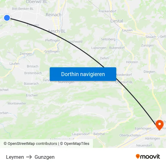 Leymen to Gunzgen map