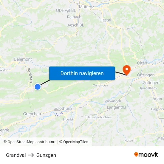 Grandval to Gunzgen map