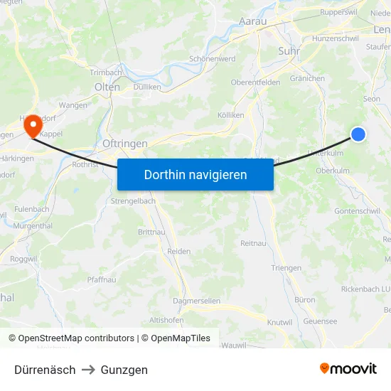 Dürrenäsch to Gunzgen map