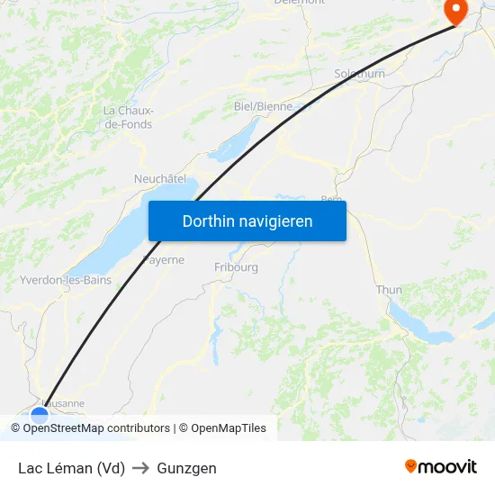 Lac Léman (Vd) to Gunzgen map