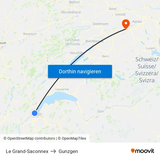 Le Grand-Saconnex to Gunzgen map