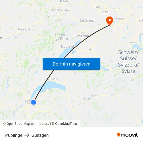 Puplinge to Gunzgen map