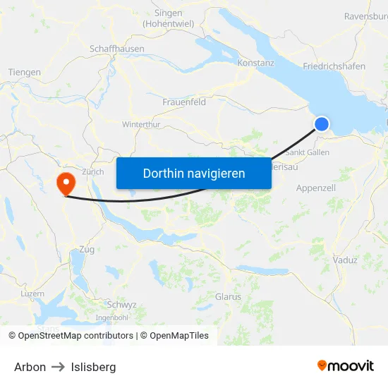 Arbon to Islisberg map