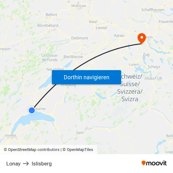 Lonay to Islisberg map