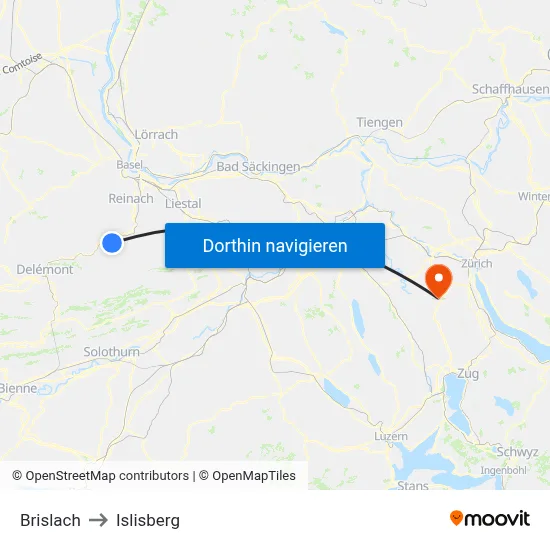 Brislach to Islisberg map