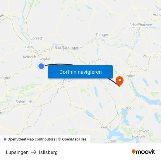 Lupsingen to Islisberg map