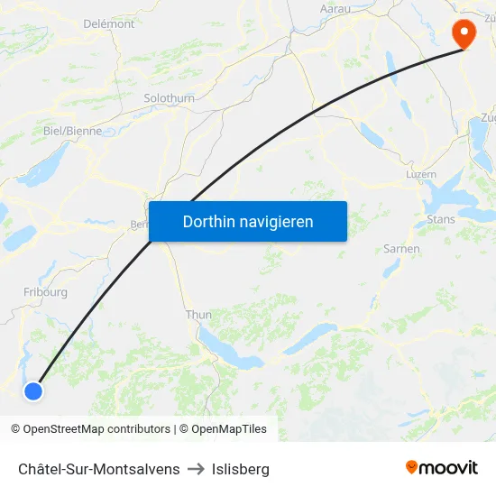 Châtel-Sur-Montsalvens to Islisberg map