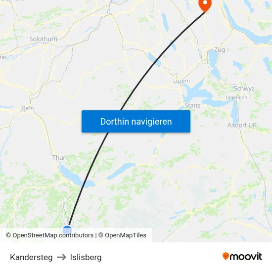 Kandersteg to Islisberg map