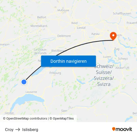 Croy to Islisberg map