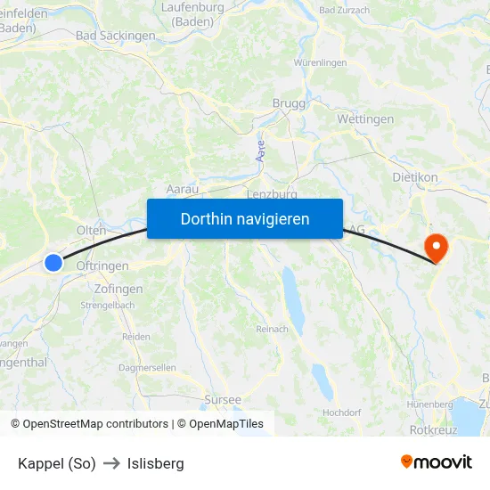 Kappel (So) to Islisberg map