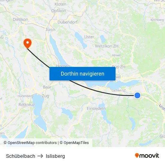 Schübelbach to Islisberg map