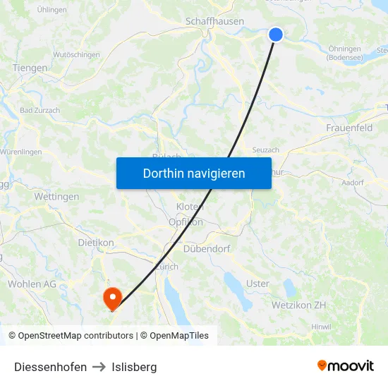 Diessenhofen to Islisberg map