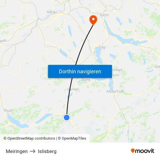 Meiringen to Islisberg map