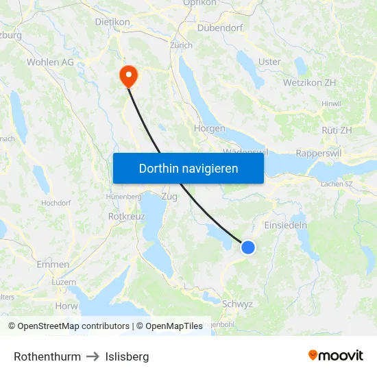 Rothenthurm to Islisberg map