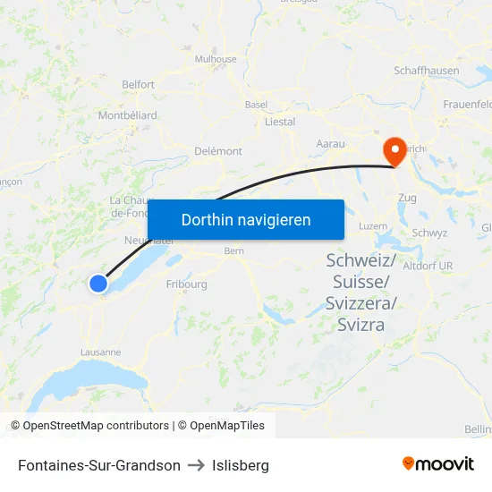 Fontaines-Sur-Grandson to Islisberg map