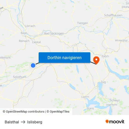 Balsthal to Islisberg map