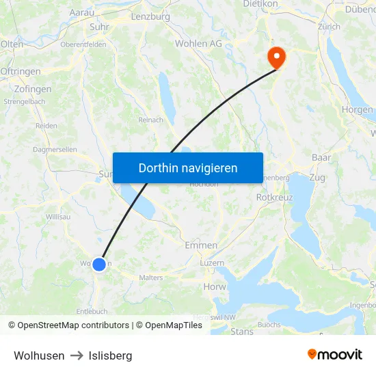 Wolhusen to Islisberg map