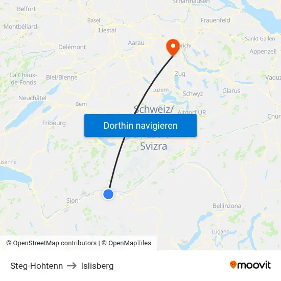 Steg-Hohtenn to Islisberg map