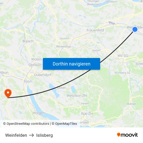 Weinfelden to Islisberg map